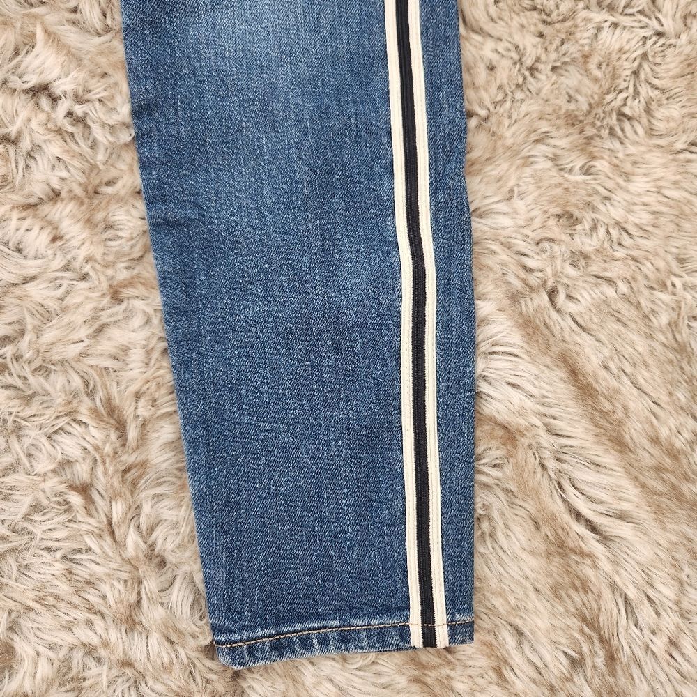 LOFT Modern Skinny Jeans Black and White Stripes Medium Wash Women's Size 24 - Picture 2 of 11